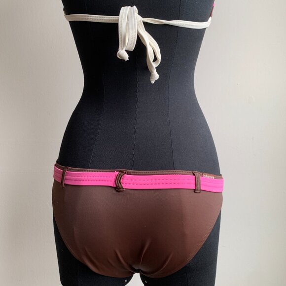 Billabong surf BLUE CRUSH era Vintage bikini pink brown belted halter top RARE - Picture 8 of 8